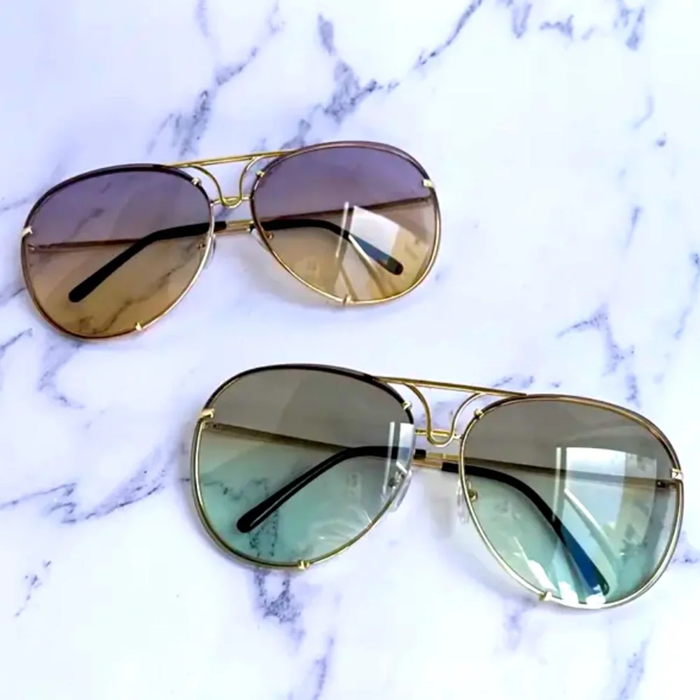 Miz Le Porsche Oversized Aviator Sunnies Clear Peach or Blue Tinted Sunglasses - Picture 1 of 16